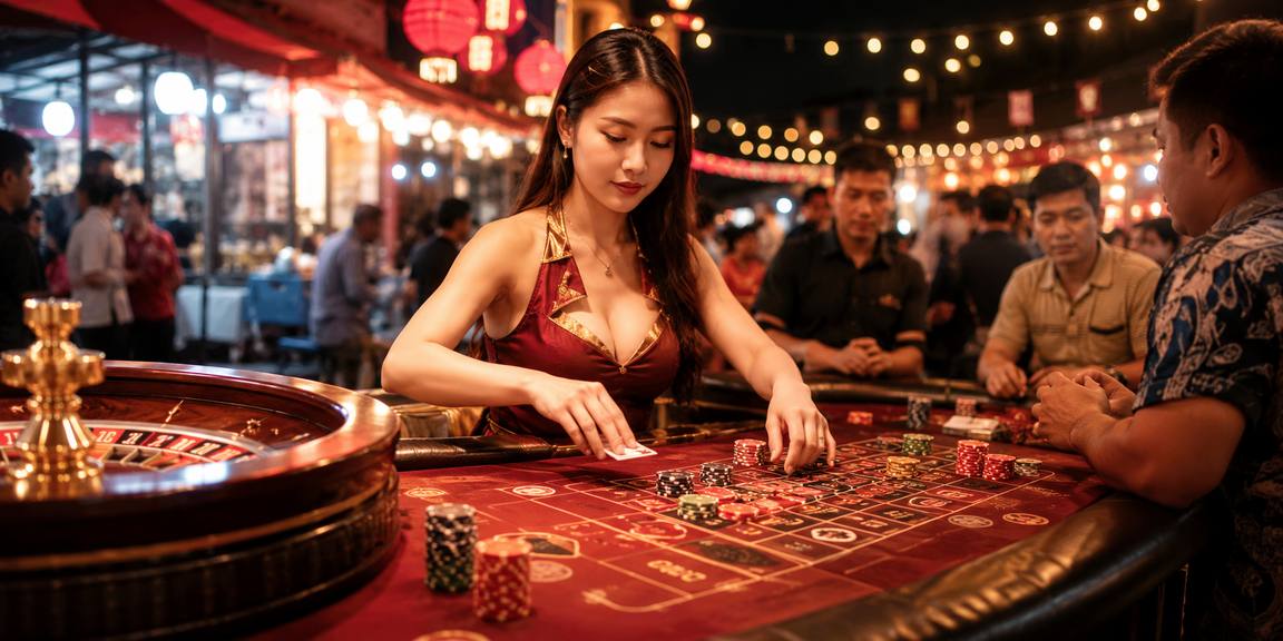 Không khí chợ đêm Việt Nam rực rỡ ánh đèn — nền tảng giải trí sôi động về đêm
